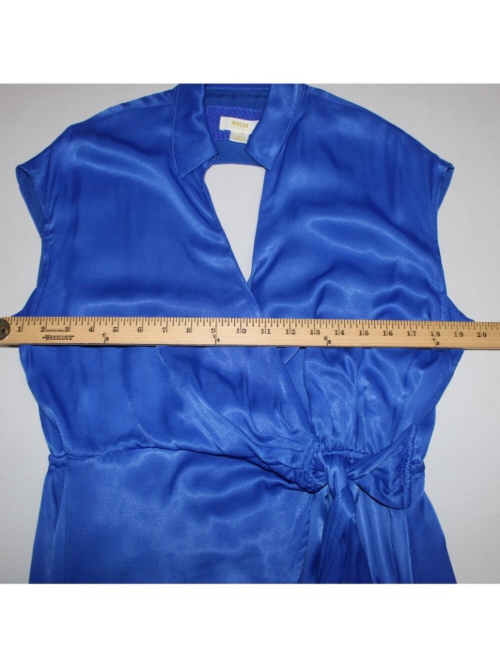 Maeve Dress Sz L Anthropology Royal Blue Open Back Collar 100% Viscose Dress - Picture 8 of 10